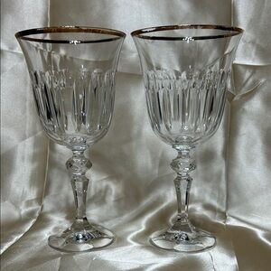 Vintage Crystal guild Wine Glass Set with gold Rim